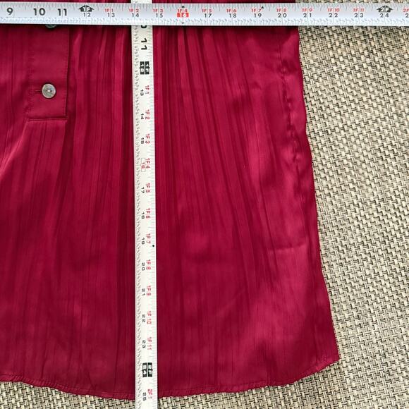 BY ANTHROPOLOGIE Relaxed Shimmer Popover Blouse Top Burgundy S Office Siren - Picture 7 of 7